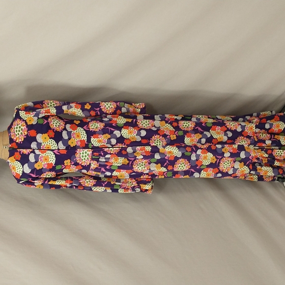 True Vintage Flower Power 70's Maxi Dress Girls Teen Mod Print See Measurements - Picture 6 of 10